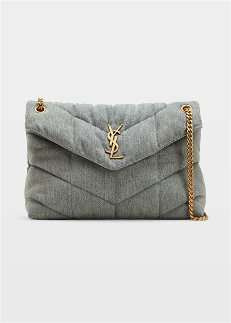 ysl grey suede bag|ysl denim puffer bag.